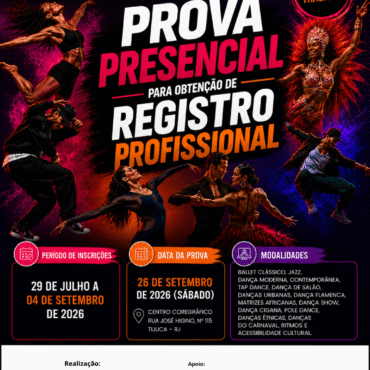 PROVA PRESENCIAL PARA OBTENÇÃO DE REGISTRO PROFISSIONAL PARA ARTISTA/BAILARINO/DANÇARINO COM OU SEM DEFICIÊNCIA